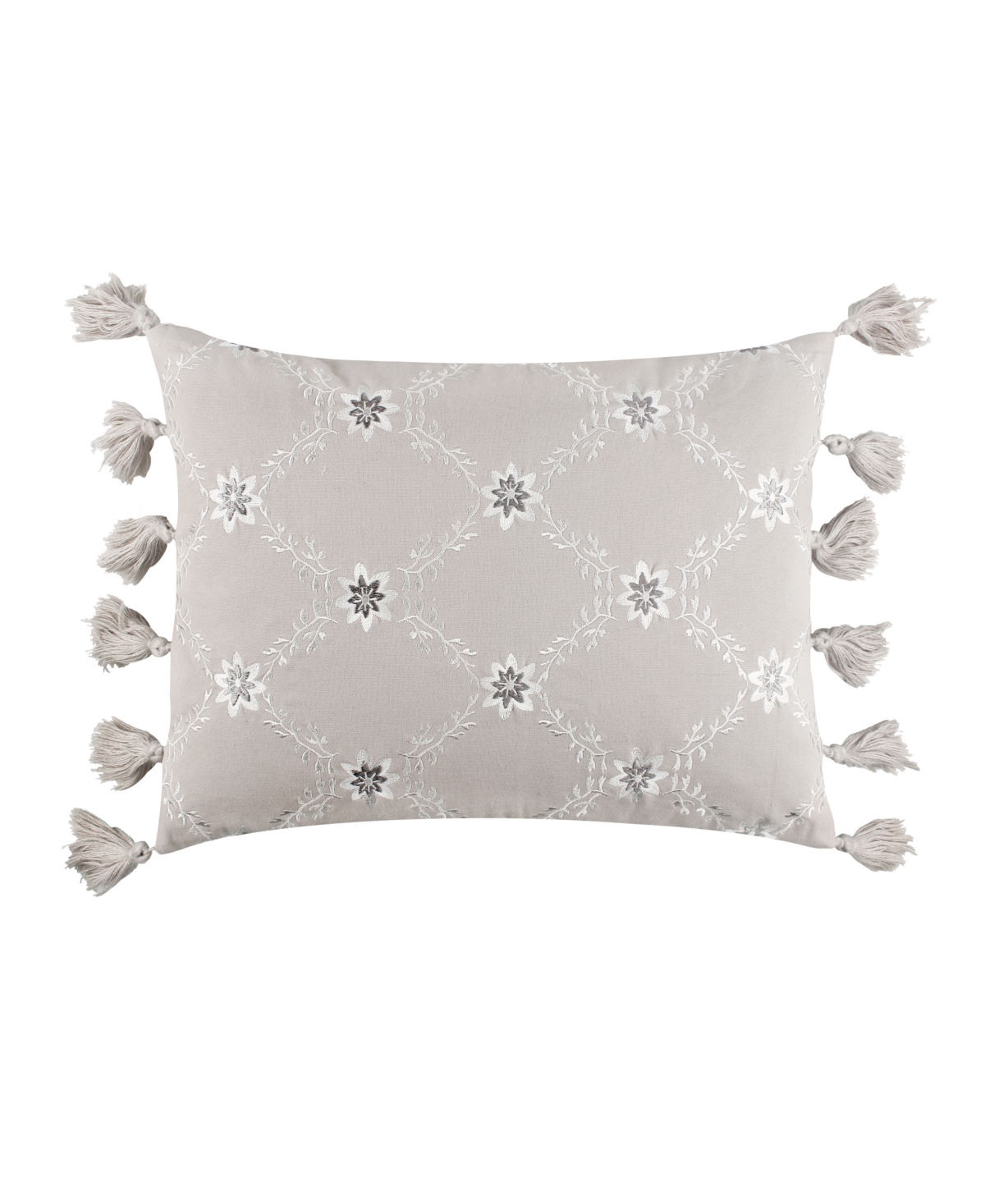 Levtex St. Ives Embroidered Decorative Pillow, 18" X 14" In Gray