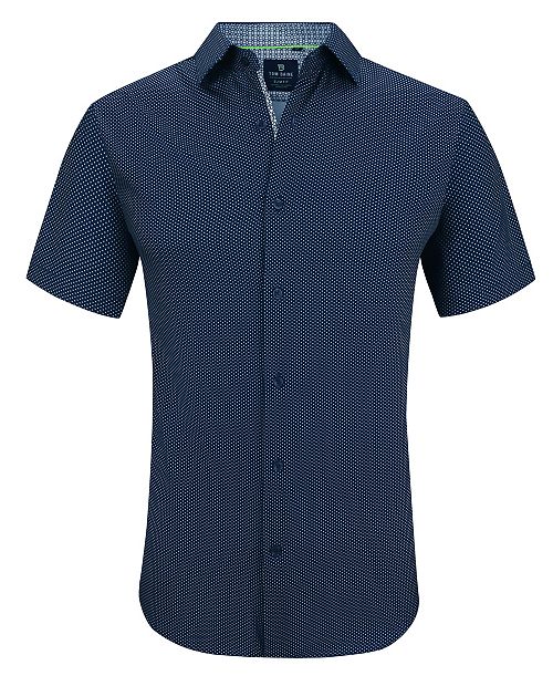 alfani Tom Baine Men's Slim Fit Short Sleeve Performance Stretch Button Down Dress Shirt Men's Fashion & Accessories