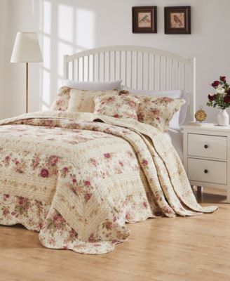 Antique-Like Rose 100% Cotton Traditional 3 Piece Bedspread Set, King/California King