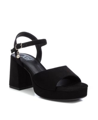 Women's Heeled Suede Sandals With Platform By  Black