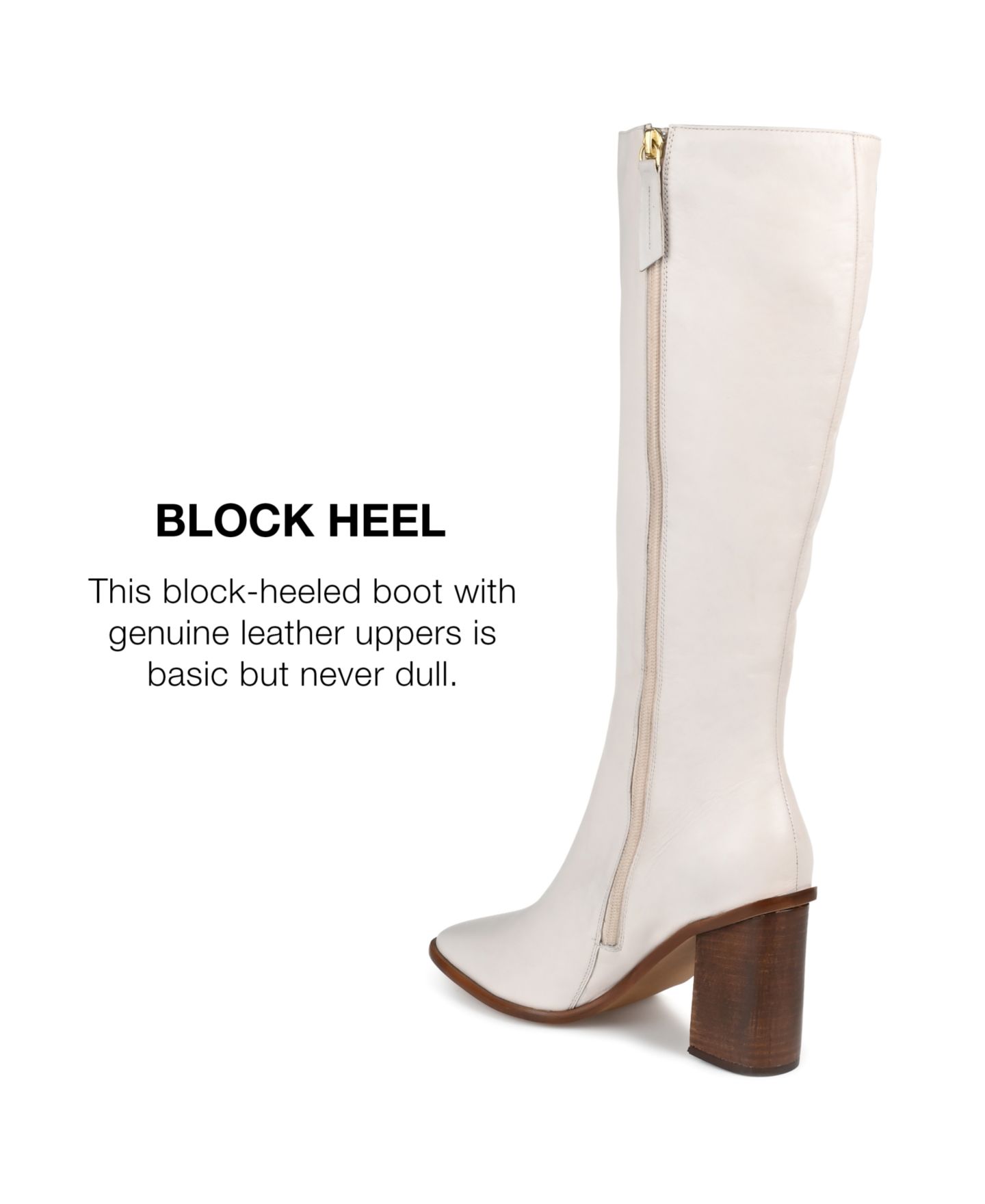 Женские ботинки Journee Signature Tamori Stacked Heel Knee High, цвет: Костяной — фото 8