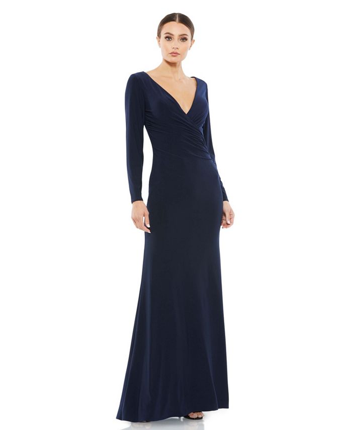 Mac duggal plunge neck slit jersey gown clearance