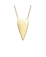 Rachel Glauber 14k Gold Plated Elongated Modern Shiny Heart Layering Necklace - Gold