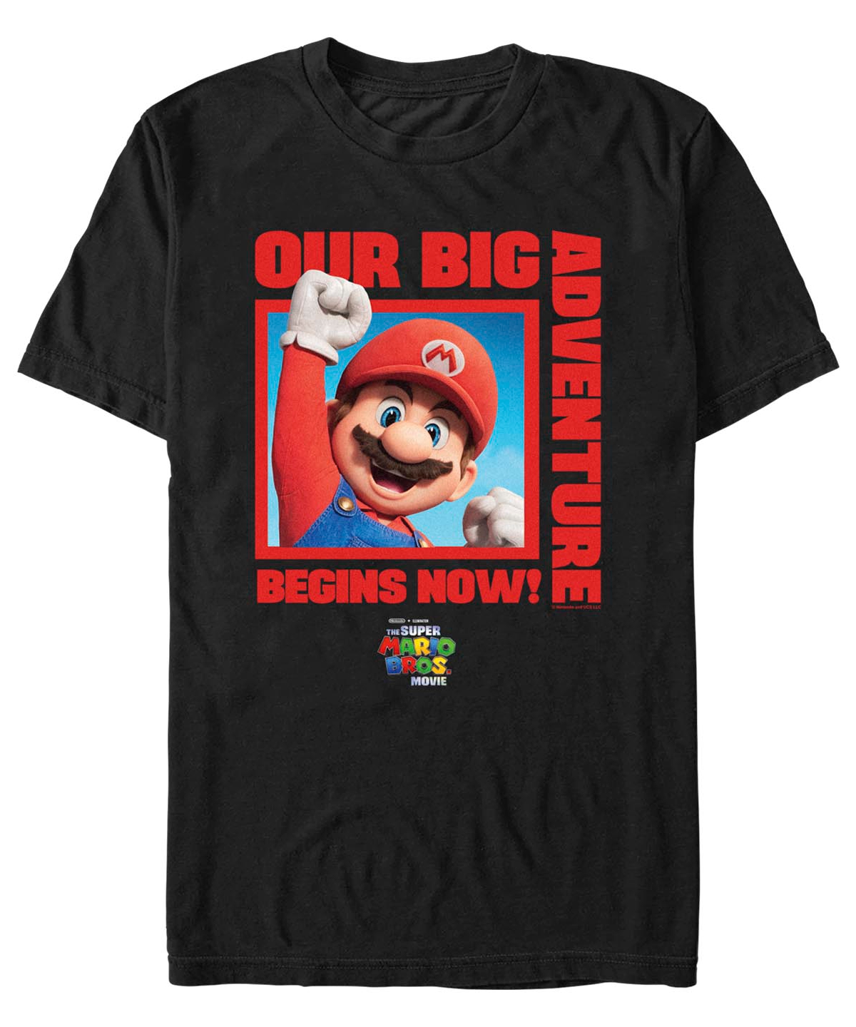 Fifth Sun Men's Mario Big Adventure Square Short Sleeve T-shirt In Black