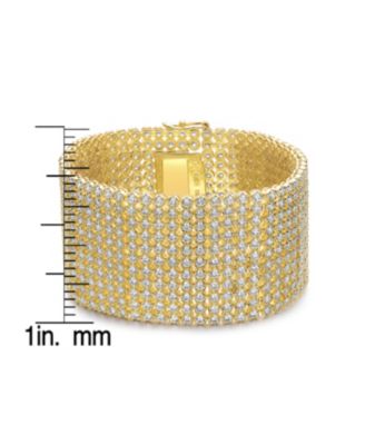 14k Gold Plated Cubic Zirconia Lux Mesh Link Bracelet