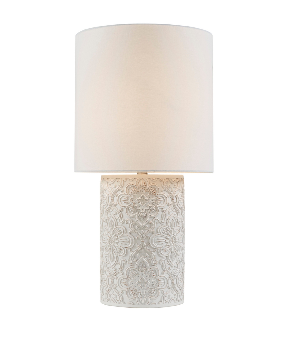 Hampton Hill Ashbourne Embossed Floral Resin Table Lamp In Ivory