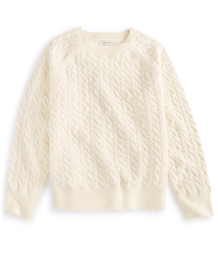 On 34th Women's Perfect Cable-Knit Crewneck Sweater, Created for Macy's ...