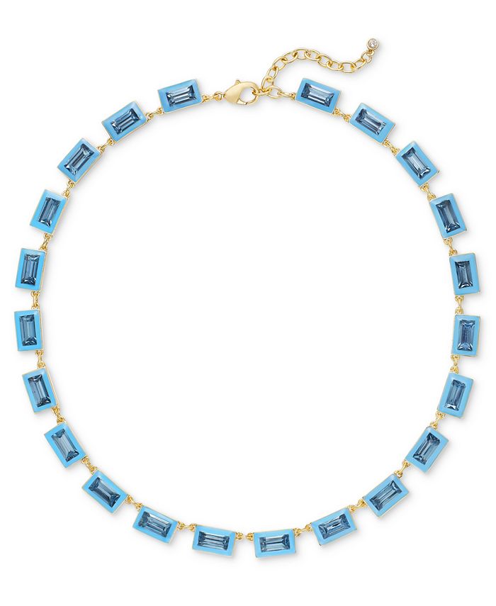 On 34th GoldTone Enamel Stone Necklace, 17" + 2" extender, Created for