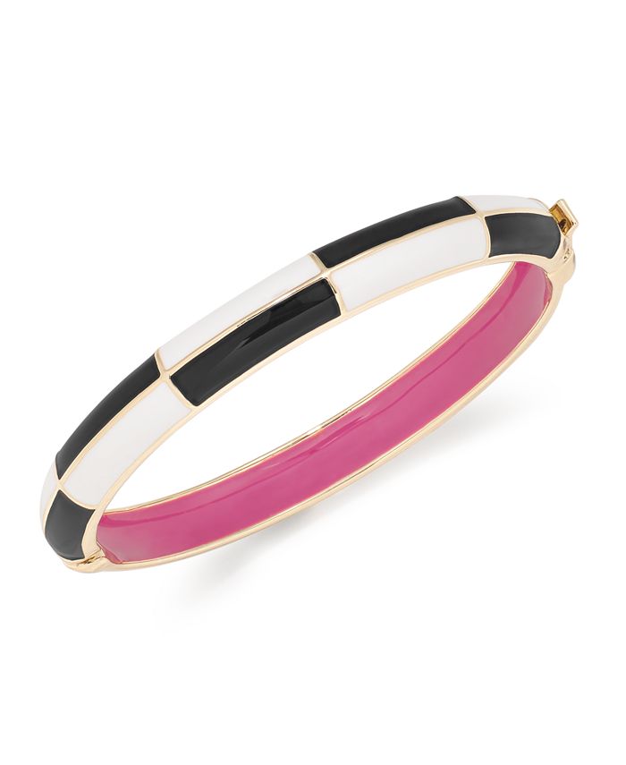 COACH SIGNATURE HINGED ENAMEL BANGLE BRACELET, PINK, SO PRETTY!