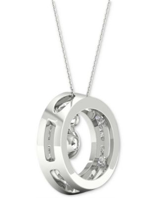 Diamond Orbital Halo Pendant Necklace (1/3 ct. t.w.) in 10k White Gold, 16" + 2" extender