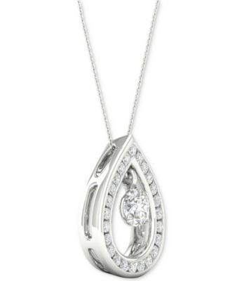 Diamond Orbital Teardrop Halo Pendant Necklace (1/3 ct. t.w.) in 10k White Gold, 16" + 2" extender