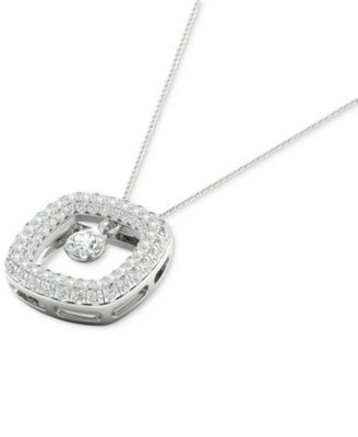 Diamond Orbital Square Halo Pendant Necklace (5/8 ct. t.w.) in 10k White Gold, 16" + 2" extender
