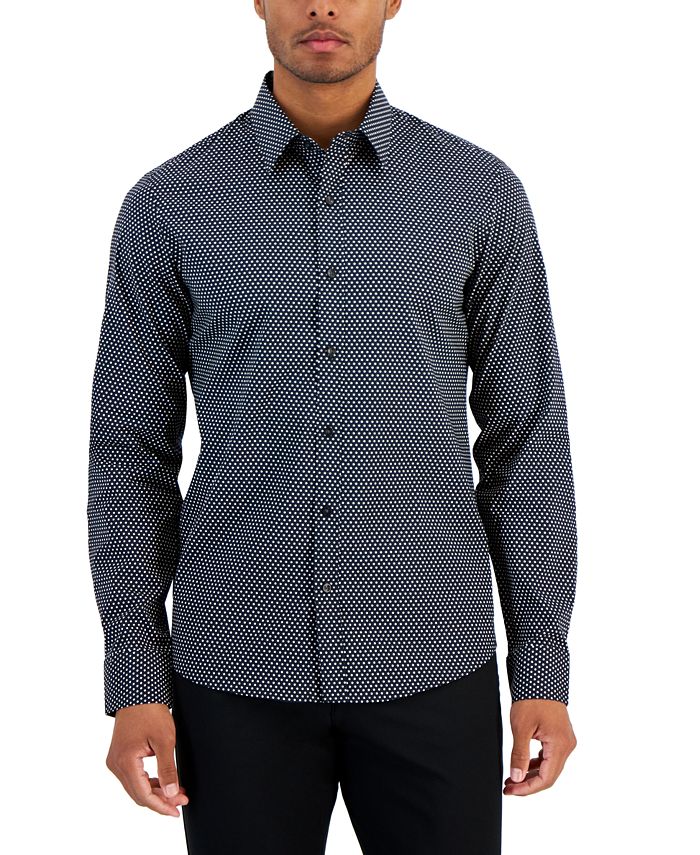 Michael Kors Men's Slim-Fit Stretch Polka Dot-Print Button-Down Shirt ...