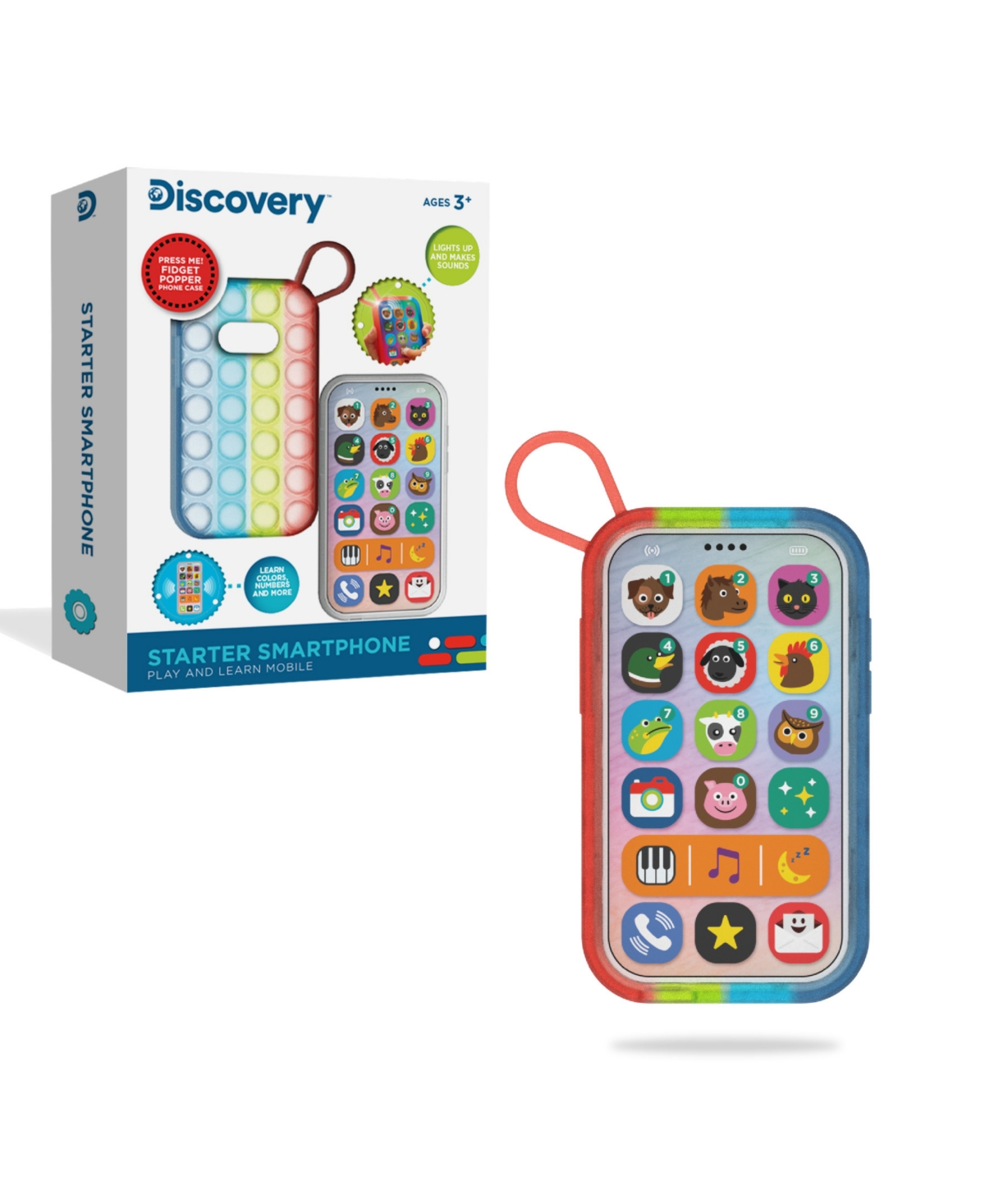 Discovery Play And Learn Mobile Starter Smartphone, Educational Learning Toy With Sensory Fidget Popper Case In Multi