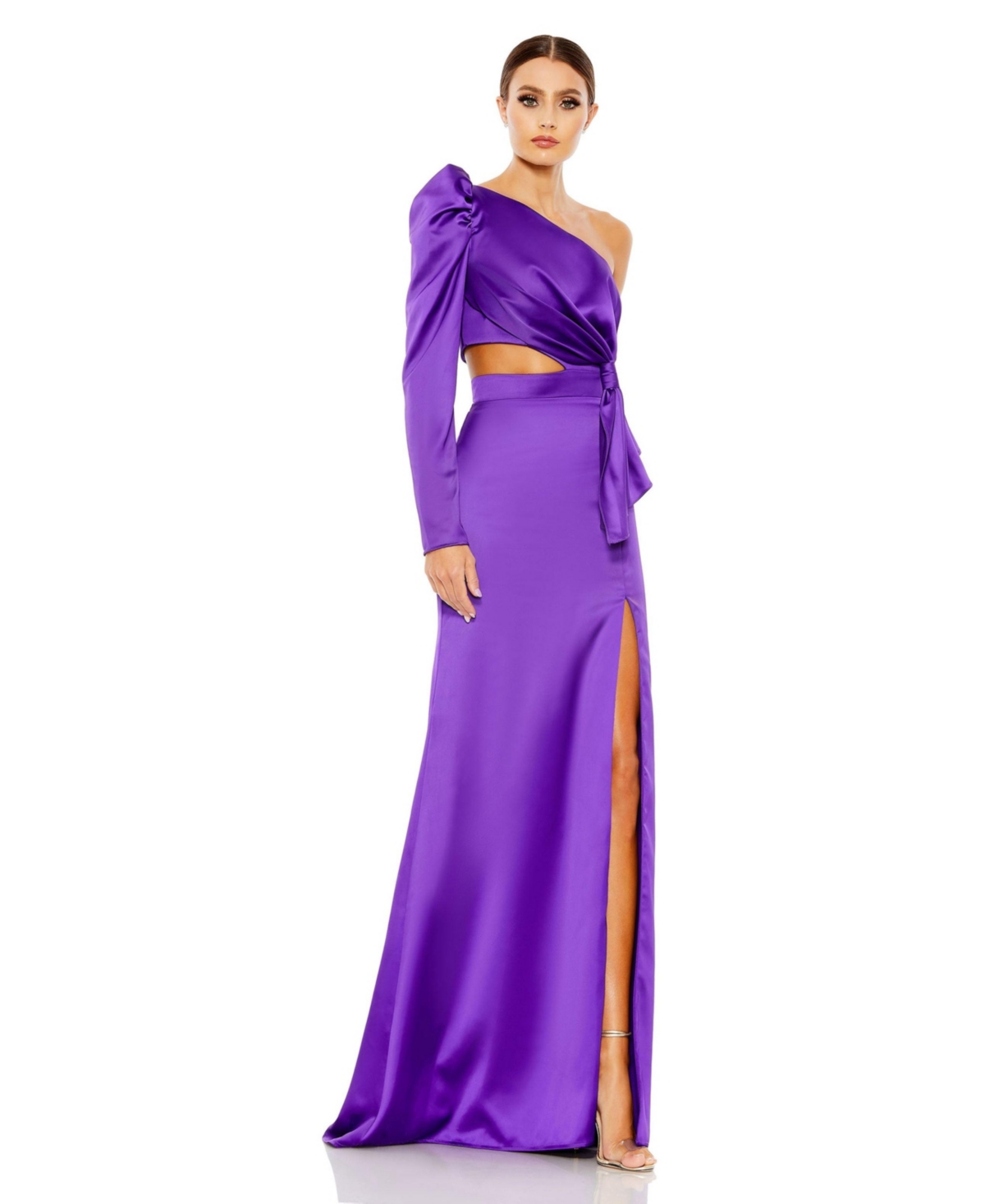Women's Ieena Puff One Sleeve Cut Out Side Knot Gown - Purple