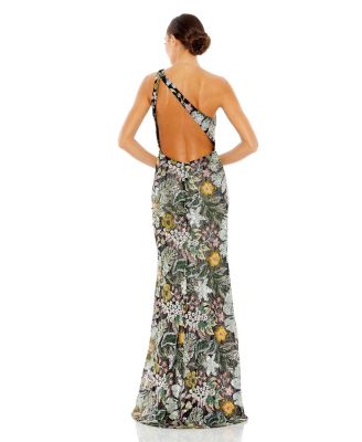 Women's Embellished Floral One Shoulder Gown