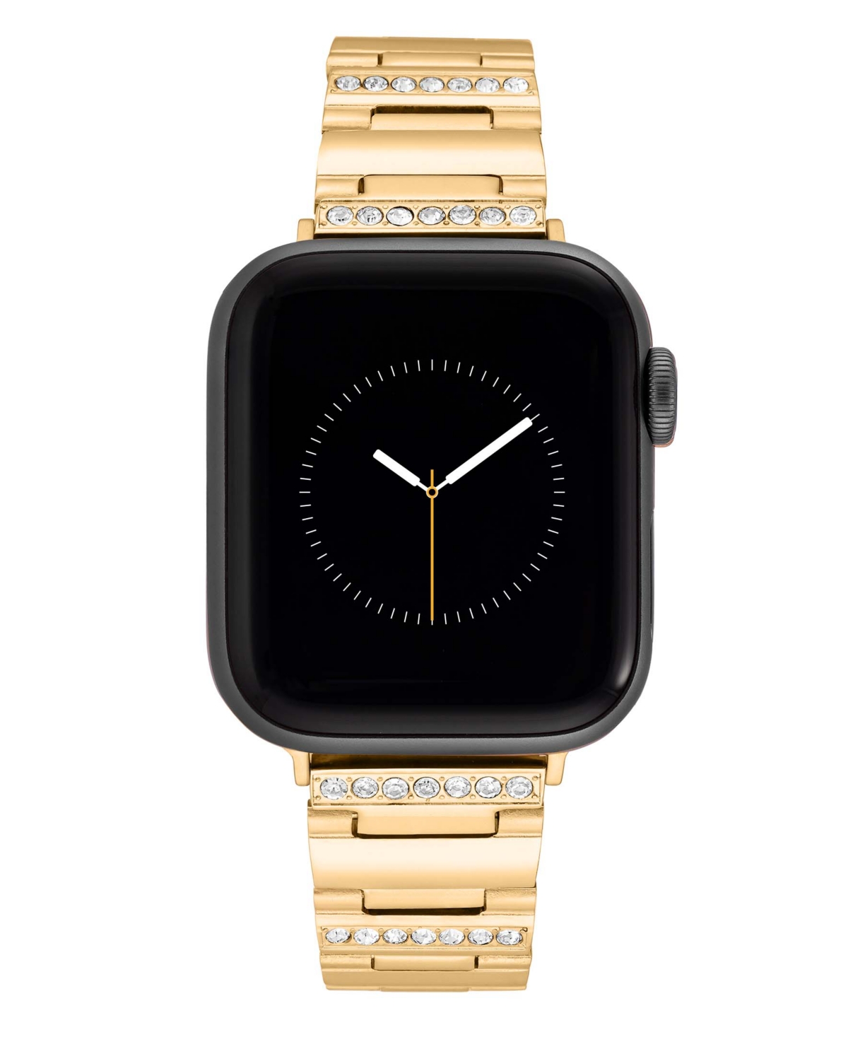 Shop Anne Klein Women's Gold-tone Alloy Grooved Crystal Bracelet Compatible With 42/44/45/ultra/ultra 2 Apple Watch