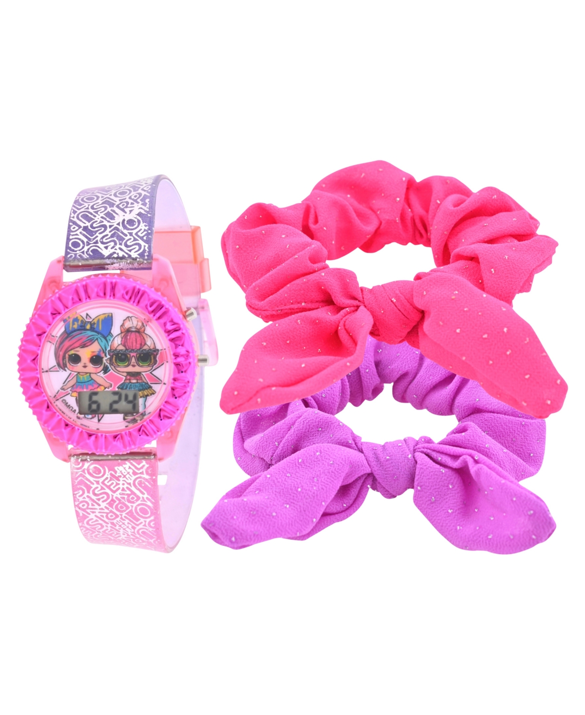 Accutime Girl's Mga Entertainment Lol Omg Surprise Multi-color Silicone Watch 36mm Set In Purple