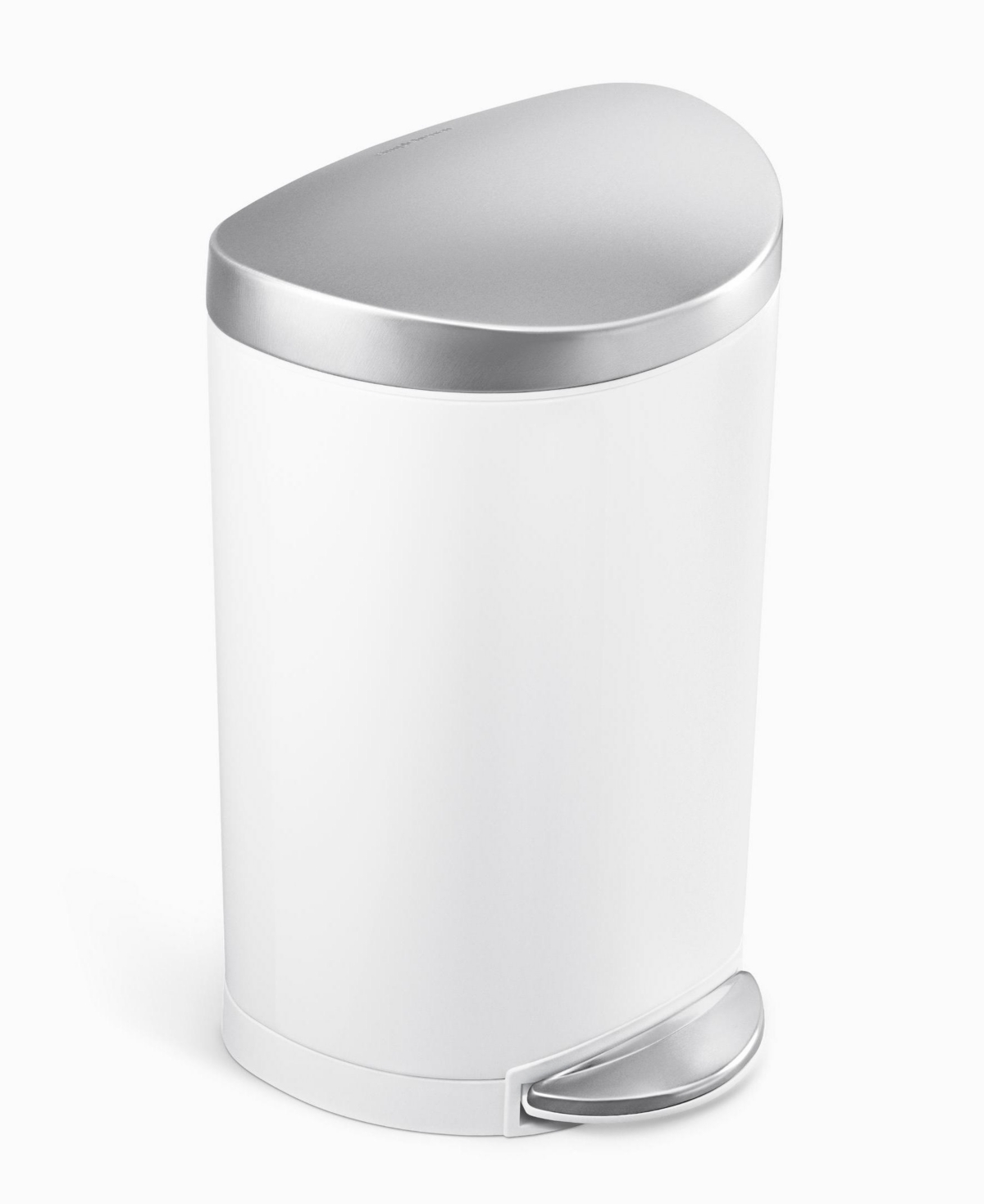 10 Litre Steel Semi-Round Step Can - White Stainless Steel