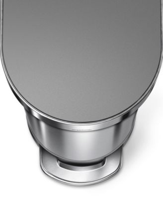 45 Liter Slim Kitchen Trash Can with Liner Pocket, Stainless Steel with Grey Plastic Lid