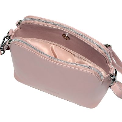 Ladies Leather Double Zipper Crossbody Bag