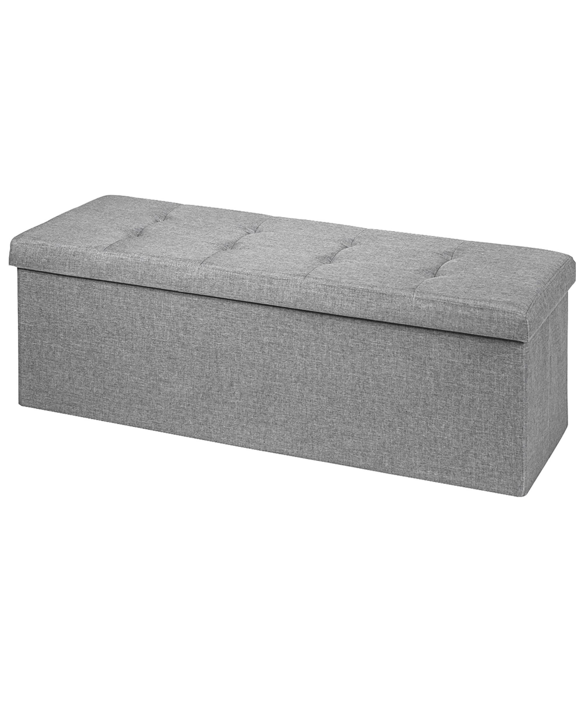 Fabric Folding Storage Ottoman Storage Chest W/Divider Bed End Bench - Grey