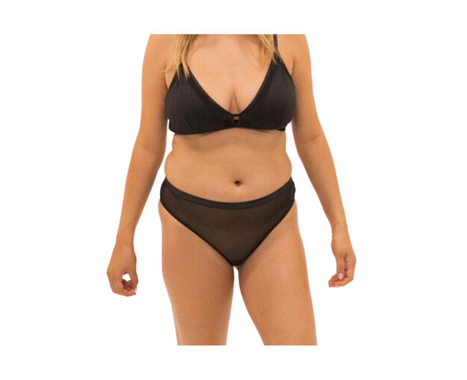 Plus Size Nude Shade Mesh Sheer Stretch Thong
