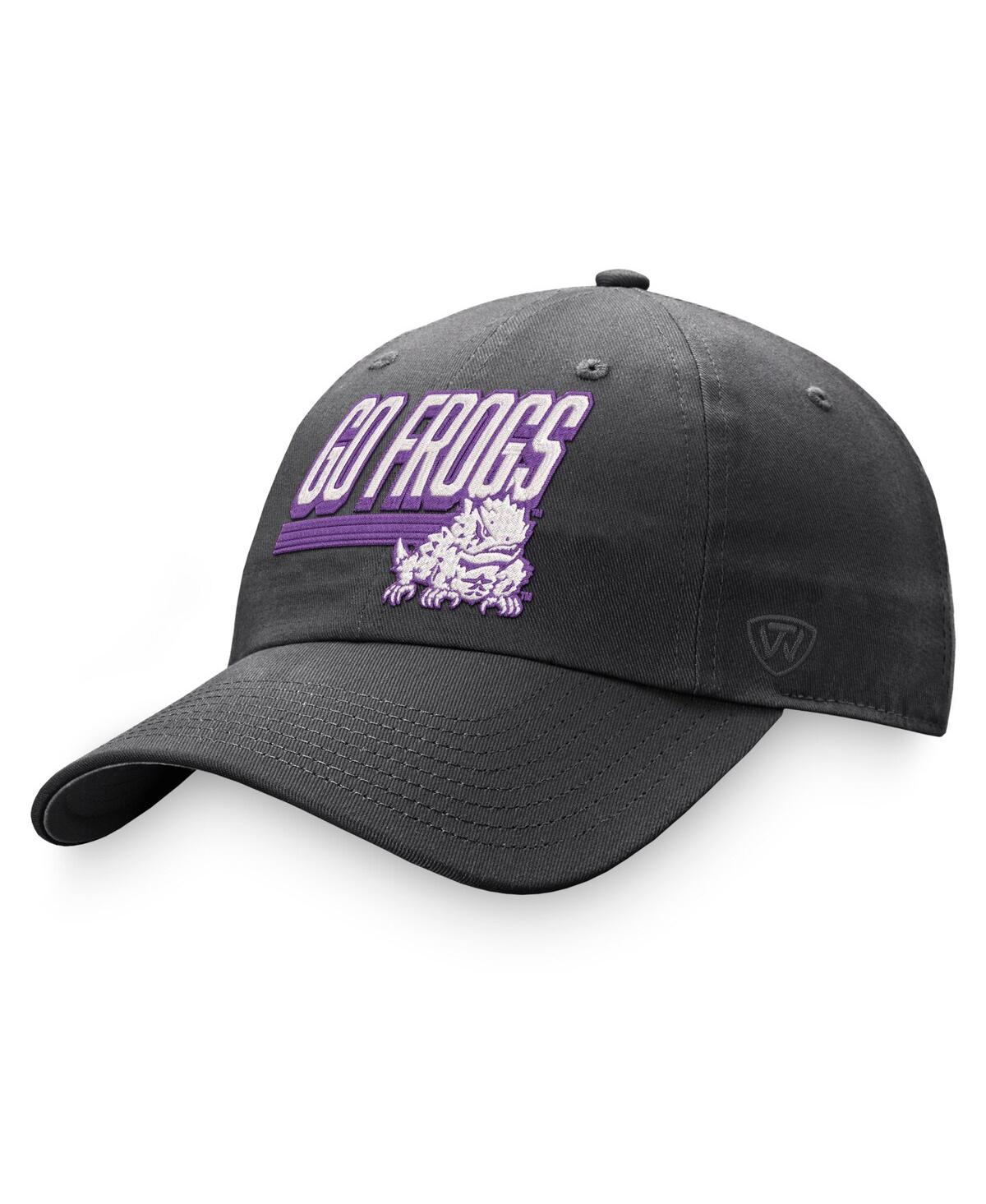 Men's Top of the World Charcoal Tcu Horned Frogs Slice Adjustable Hat - Charcoal