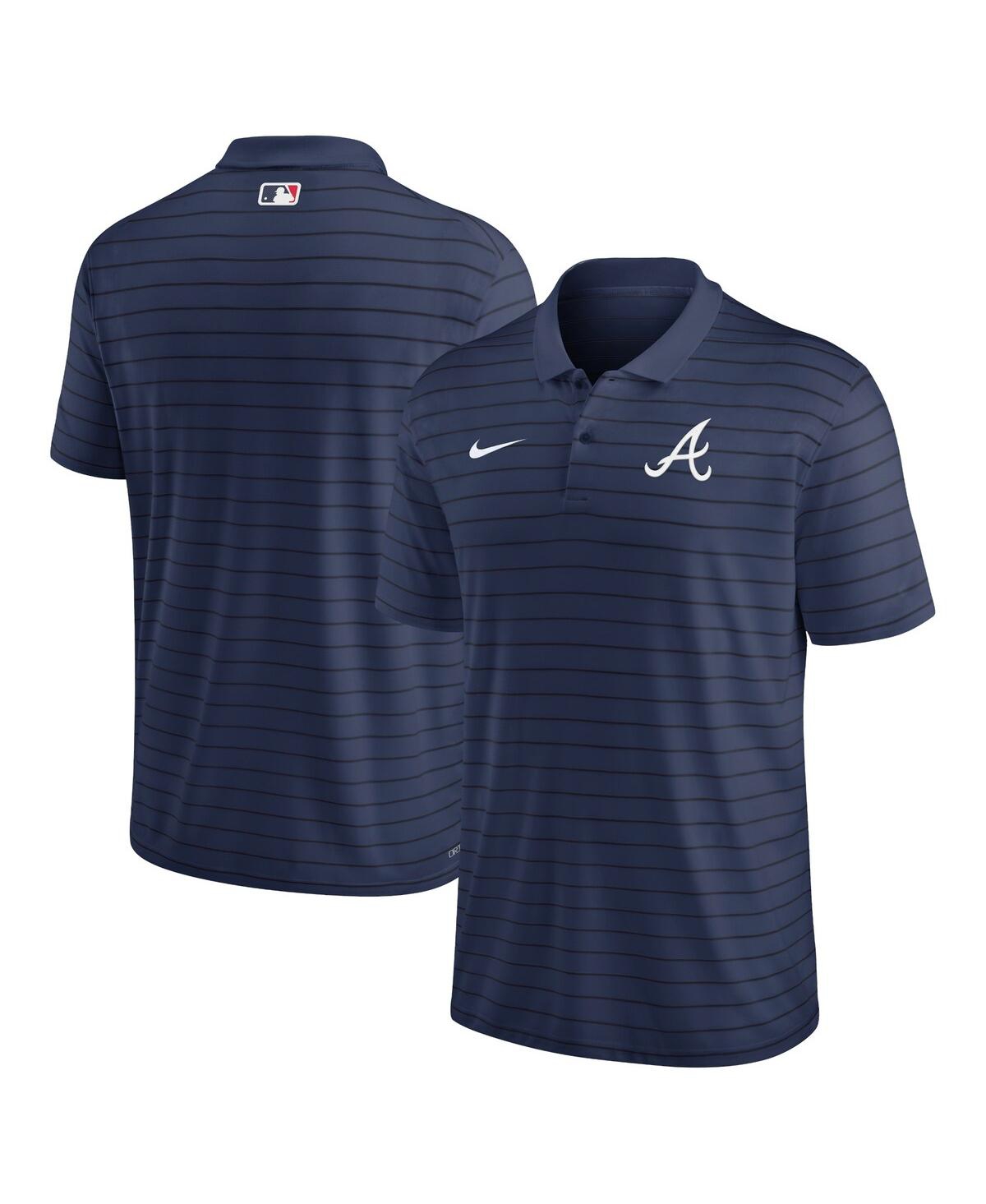 Nike Men's  Navy Atlanta Braves Authentic Collection Victory Striped Performance Polo Shirt