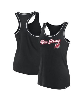 Women's Black New Jersey Devils Wordmark Logo Racerback Scoop Neck Tank Top