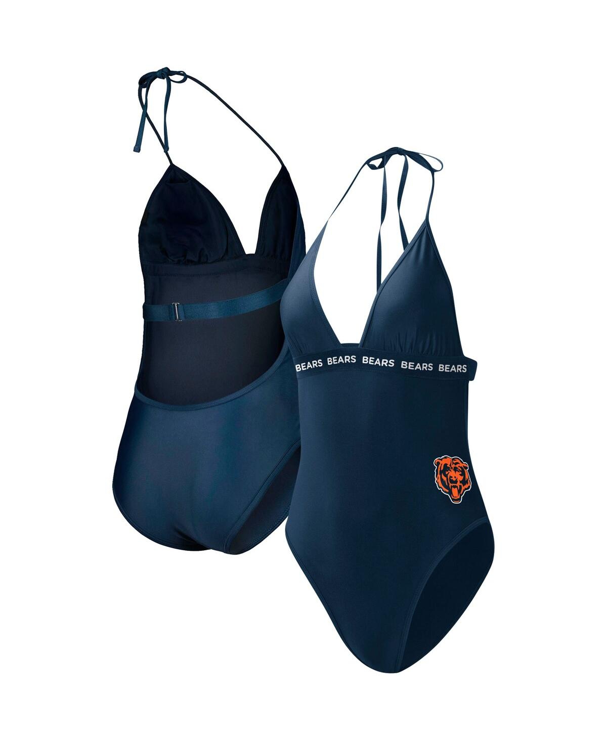 G-iii 4her By Carl Banks Navy Chicago Bears Full Count One-piece Swimsuit In Navy