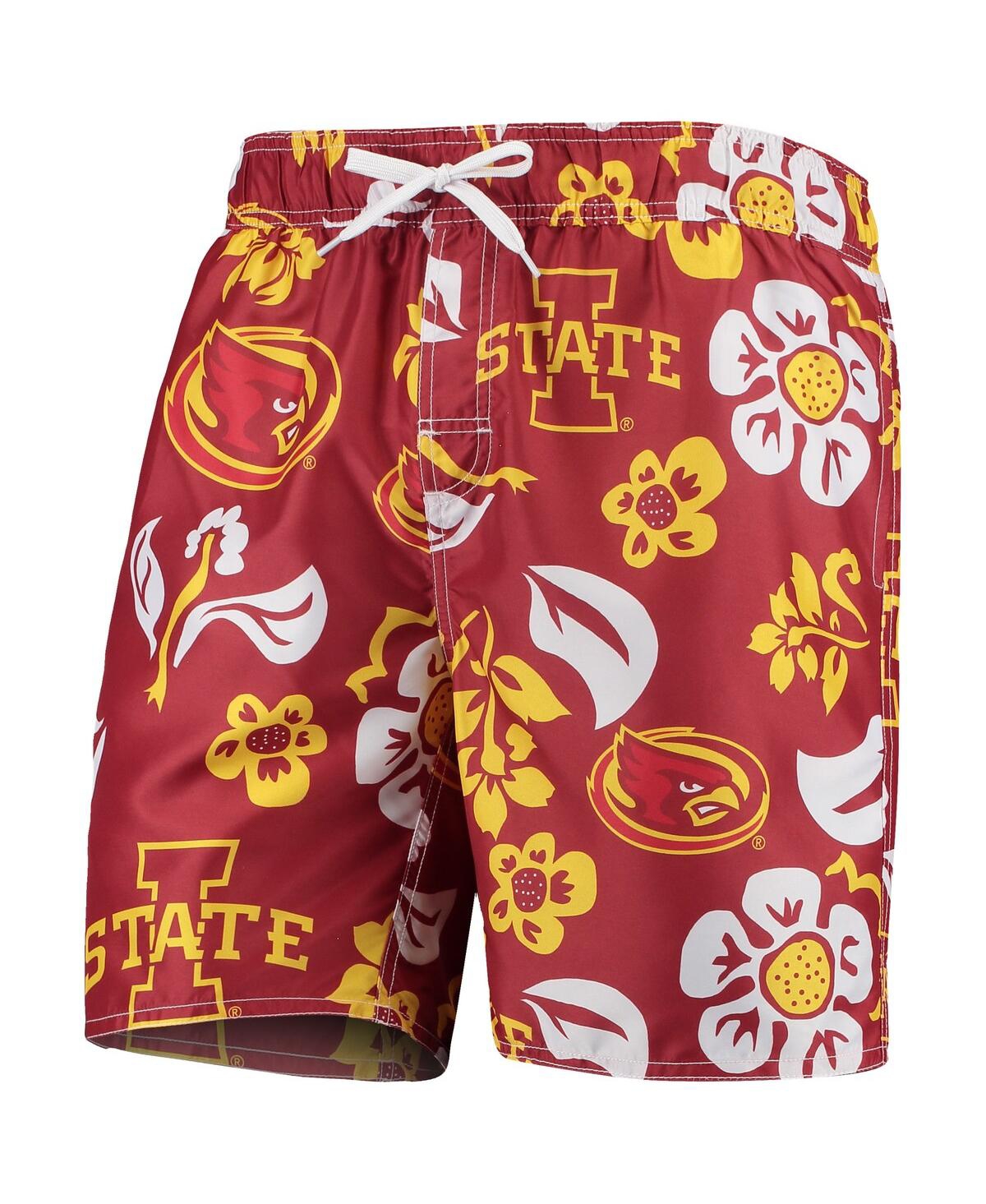 Shop Wes & Willy Men's  Cardinal Iowa State Cyclones Floral Volley Swim Trunks