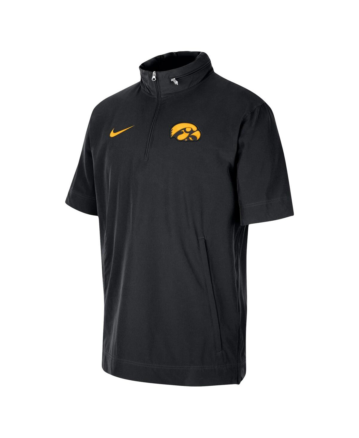 Shop Nike Men's  Black Iowa Hawkeyes Coaches Quarter-zip Short Sleeve Jacket