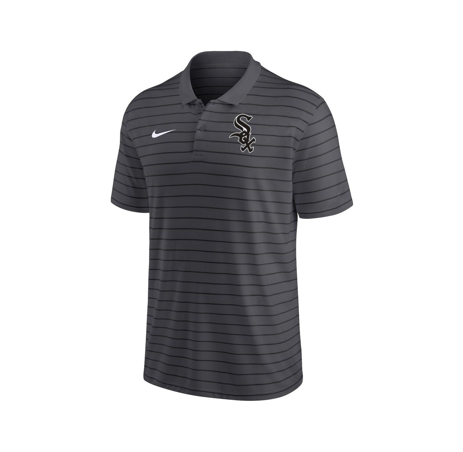 Men's Charcoal Chicago White Sox Authentic Collection Victory Striped Performance Polo Shirt