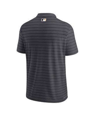 Men's Charcoal Pittsburgh Pirates Authentic Collection Victory Striped Performance Polo Shirt