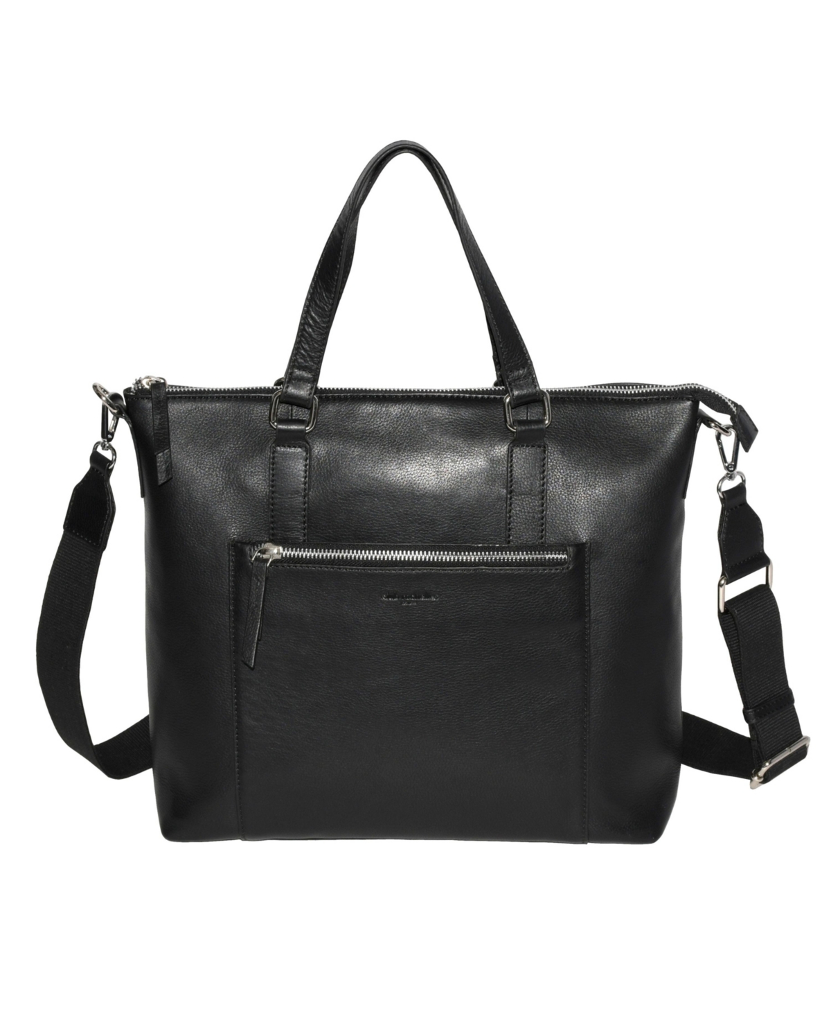 Ladies Large Leather Crossbody Business Tote Bag - Black