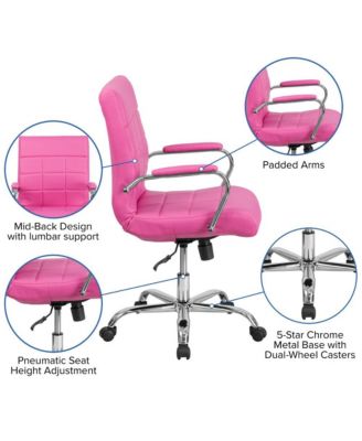 Mid-Back Vinyl Executive Swivel Office Chair With Chrome Base And Arms