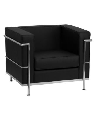 Contemporary Leathersoft Chair With Double Bar Encasing Frame