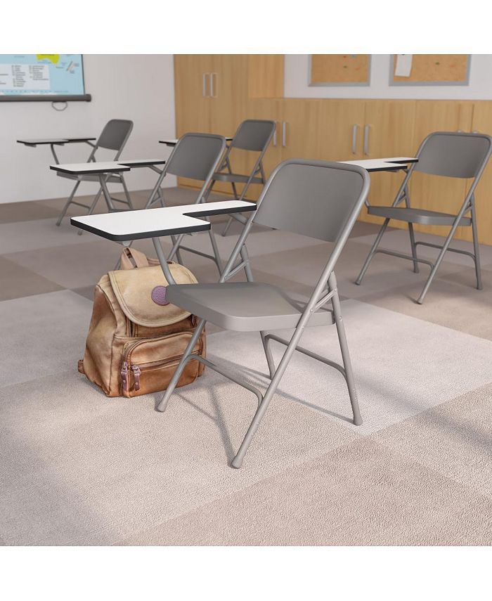 EMMA+OLIVER Premium Steel Folding Chair With Right Handed Tablet Arm