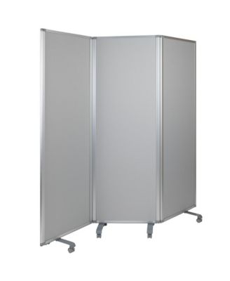 Mobile Whiteboard/Cloth 3 Section Partition With Locking Casters, 72"H X 24"W