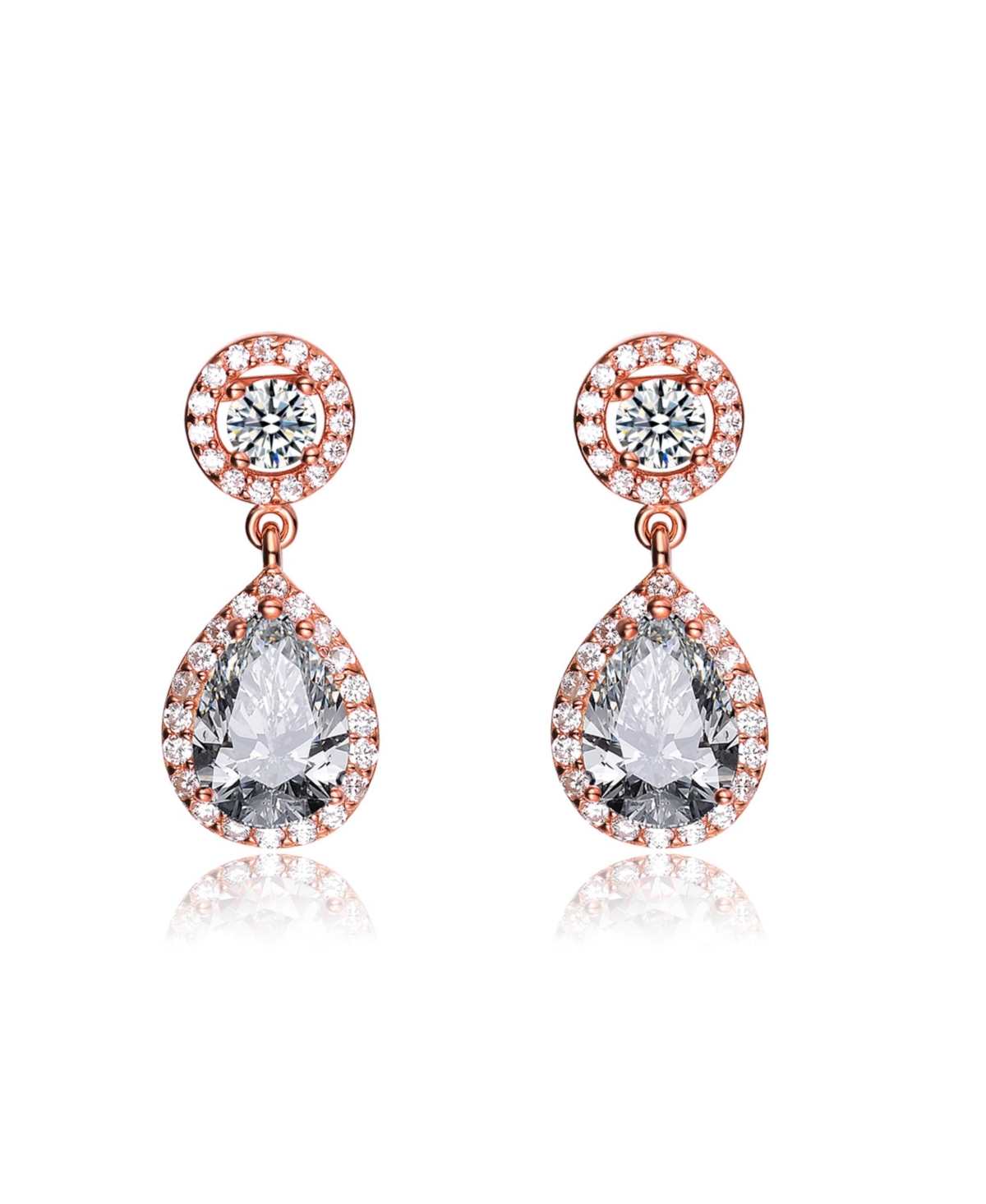 Sterling Silver Cubic Zirconia Pear Drop Earrings - Pink