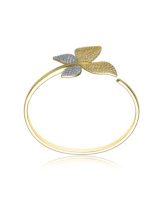 14K Gold Plated Bendable Cubic ZIrconia Butterfly Garden Bracelet