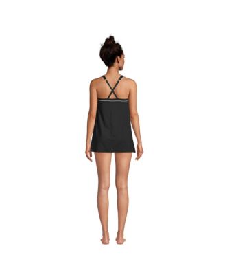 Lands' End Women's Mastectomy High Neck Swim Dress One Piece Swimsuit ...