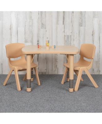 21.875"W X 26.625"L Rectangular Plastic Height Adjustable Activity Table Set With 2 Chairs