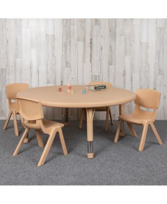 45" Round Plastic Height Adjustable Activity Table Set With 4 Chairs