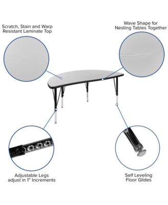 76" Oval Wave Collaborative Laminate Activity Table Set With 14" Student Stack Chairs