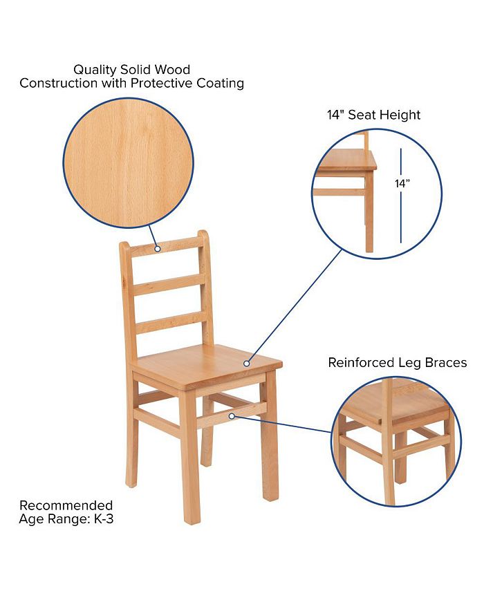 EMMA+OLIVER Kids Natural Solid Wood Table And Chair Set For Classroom, Playroom, Kitchen Macy's