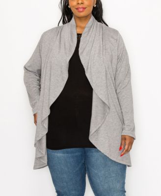 Plus Size Draped Flyaway Cardigan Duster Knit Top