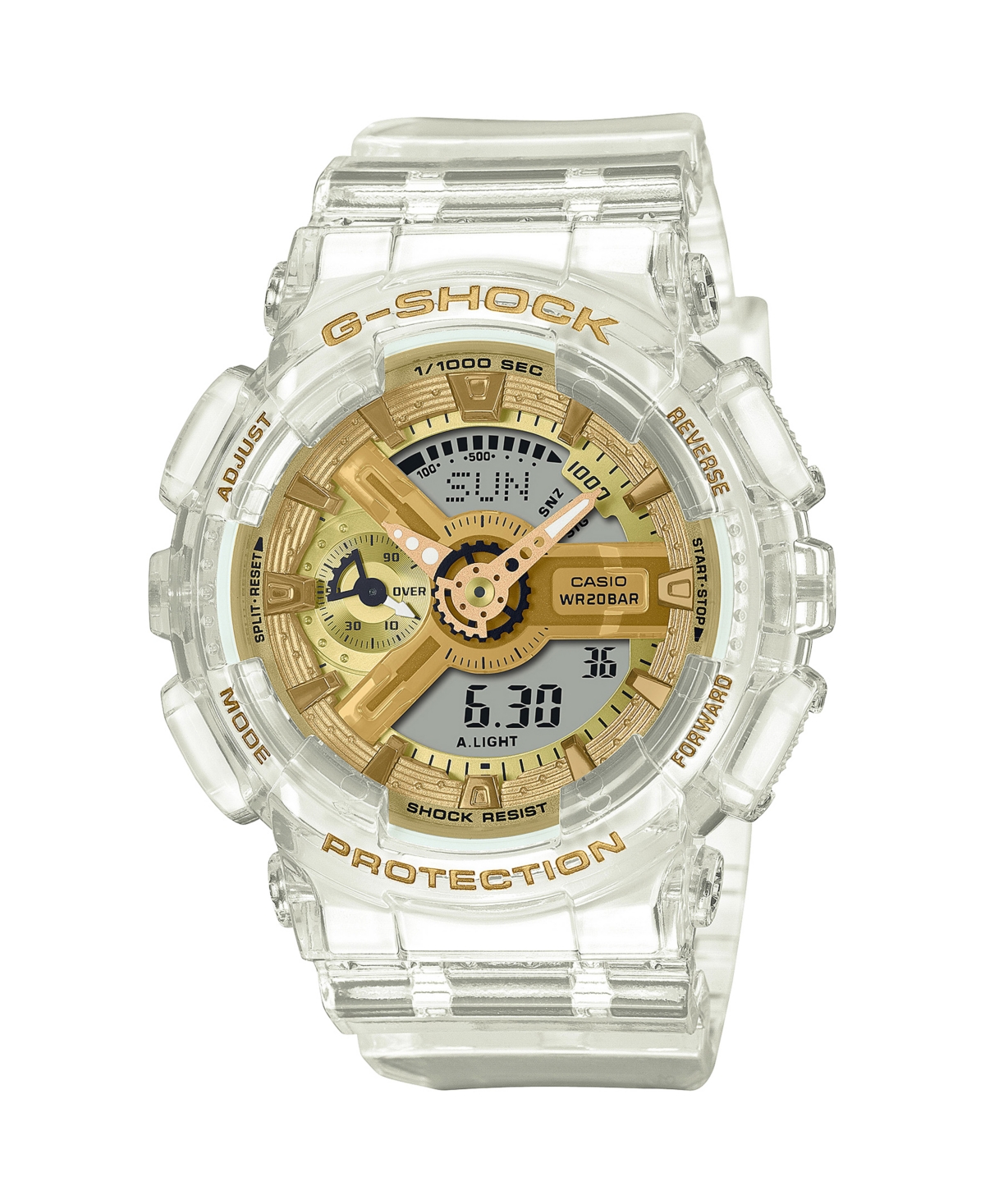 G-Shock Unisex Analog Digital Clear Resin Watch 45.9mm, GMAS110SG-7A
