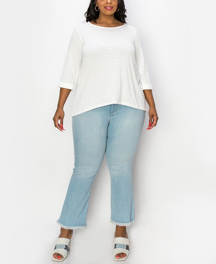 COIN 1804 Plus Size 3/4 Rolled Sleeve Keyhole Button Back Top Macy's